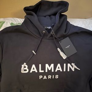 BALMAIN PARIS BLACK HOODIE MEN XL AUTHENTIC